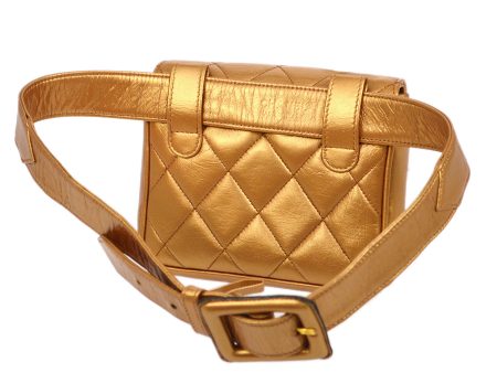 CHANEL 1991-1994 Belt Bag Bronze Lambskin GS01620b For Cheap