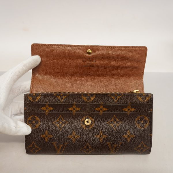 Louis Vuitton Monogram Portofeuil Sara M61734 Men,Women,Unisex Long Wallet (bi-fold) For Cheap