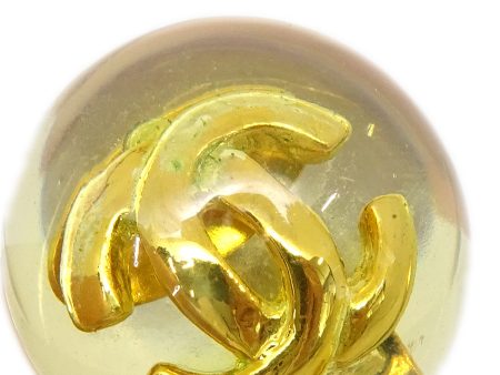 CHANEL 1990 Clear Ball CC Earrings Gold Clip-On 25 88058 on Sale