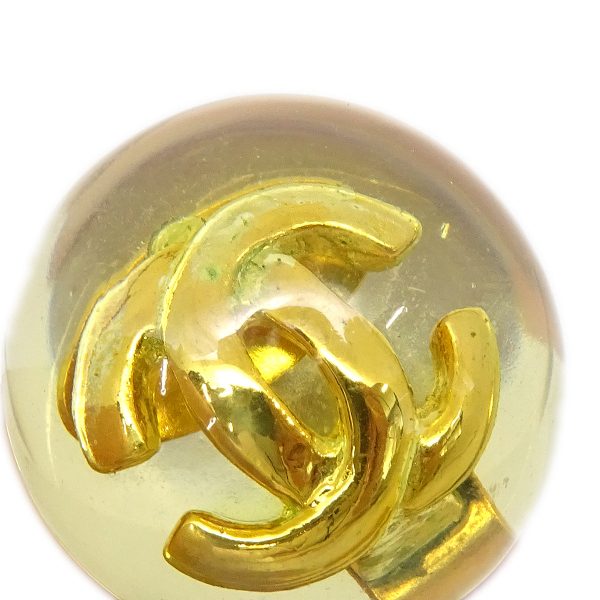 CHANEL 1990 Clear Ball CC Earrings Gold Clip-On 25 88058 on Sale