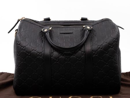 Medium Boston Bag Black Guccissima Leather Hot on Sale