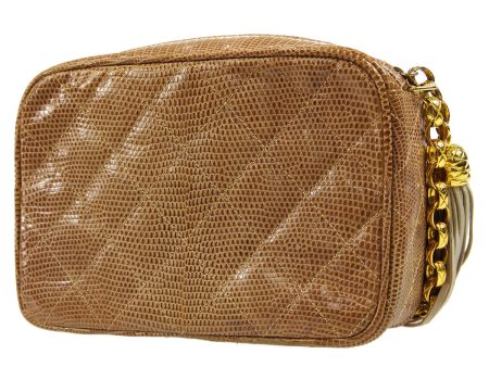 CHANEL * Fringe Bijou Chain Shoulder Bag Beige Lizard 87943 Online Sale