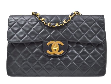 CHANEL  Classic Flap Maxi Black Lambskin 90420 Hot on Sale