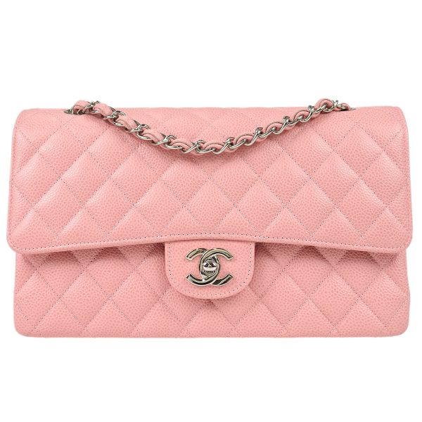 CHANEL * 2004-2005 Classic Double Flap Medium SHW Pink Caviar 88214 Cheap