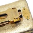 CHANEL 1986-1994 gold leather cc turnlock hair barrette clip 42541 Online Sale