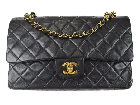 CHANEL 1991-1994 Classic Double Flap Medium Black Lambskin 87833 For Cheap