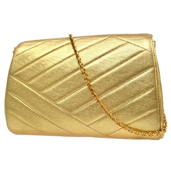 CHANEL 1991-1994 Christal & Gold CC Diagonal Evening Bag 06269 For Discount