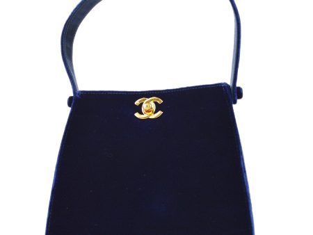 CHANEL * 1997-1999 Double Sided Turnlock Handbag Mini Blue Velvet 88134 Online Sale