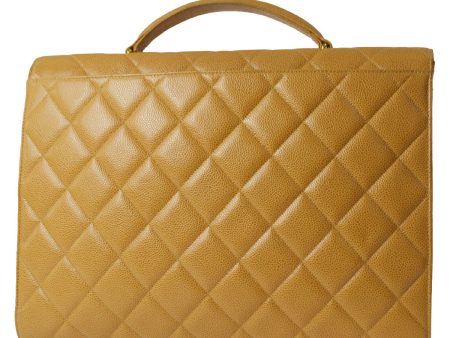 CHANEL 1991-1994 Briefcase Beige Caviar Skin 76943 For Cheap