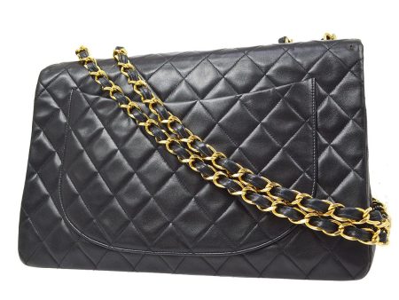 CHANEL 1991-1994 Classic Flap Maxi Black Lambskin 80489 Online Sale