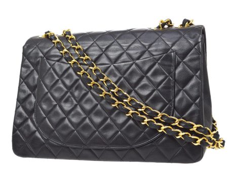 CHANEL 1991-1994 Classic Flap Maxi Black Lambskin 80784 Cheap