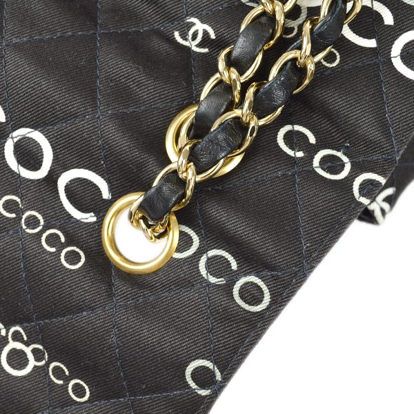 CHANEL * 2001 COCO Classic Double Flap Medium Black 67891 For Sale