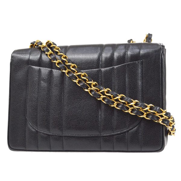 CHANEL  Black Caviar Vertical Classic Flap Jumbo 14367 Online now