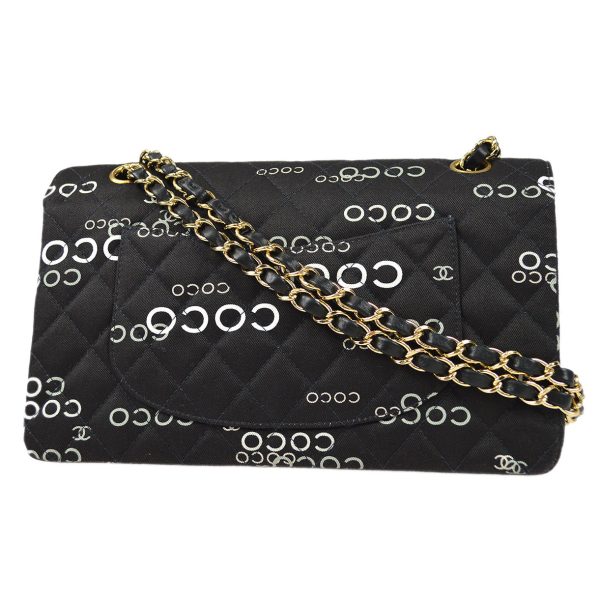 CHANEL * 2001 COCO Classic Double Flap Medium Black 67891 For Sale