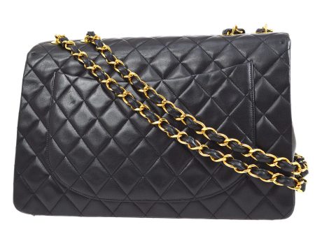 CHANEL 1991-1994 Black Lambskin Classic Flap Maxi 75152 Fashion