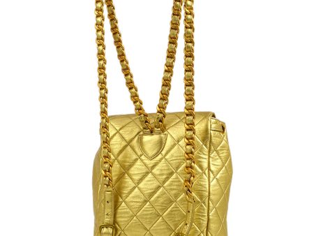 CHANEL 1991-1994 DUMA Backpack Medium Gold Lambskin 34093 on Sale