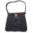 CHANEL * 1997-1999 Both Sided Turnlock Lace Handbag Black Satin 97833 Supply