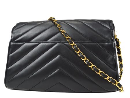 CHANEL  Chevron Flap Medium Lambskin Black 97435 Cheap