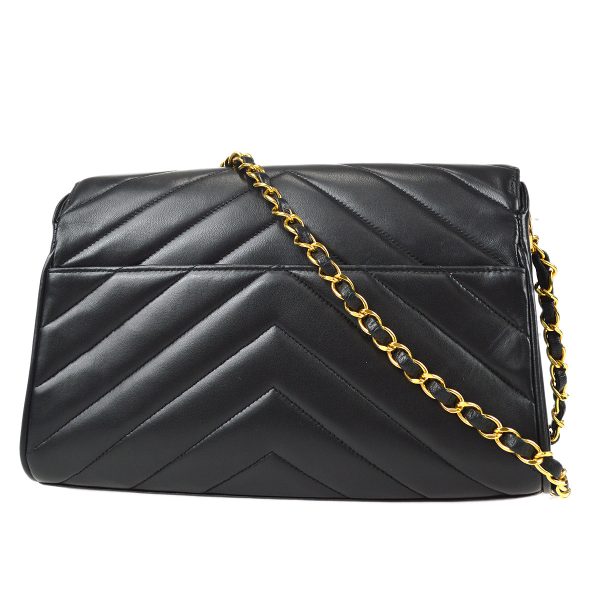 CHANEL  Chevron Flap Medium Lambskin Black 97435 Cheap