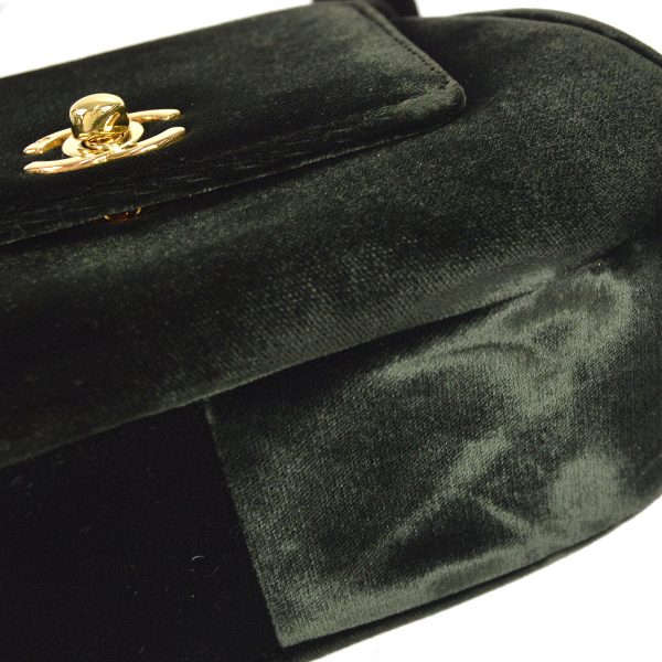 CHANEL * 1994-1996 Handbag Dark Green Velvet 49314 Hot on Sale