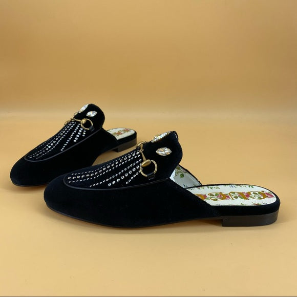 GUCCI velvet crystal loafer For Sale