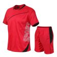 Summer Suit Men Fashion Men Sets Fitness Suit Quick-drying Short-Sleeved Shorts Tracksuit Men O-Neck Solid Sportswear Two-piece Sale