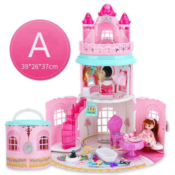 Girls Pretend Toy Handmade Doll house Castle DIY House Toy Miniature Dollhouse Birthday Gifts Educational Toys Doll Villa Girl Discount