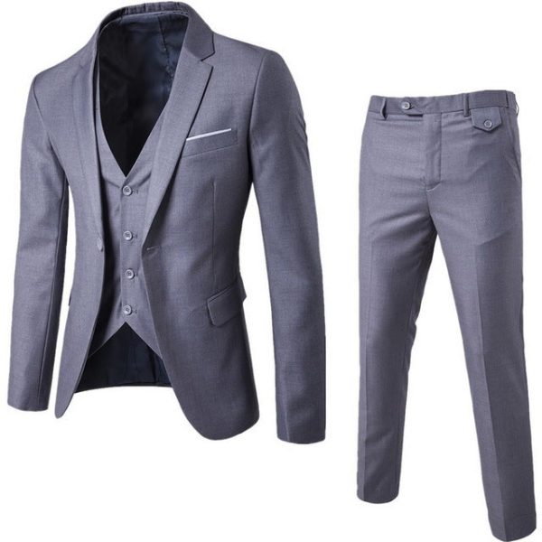 Fashion3 Pieces Business Blazer +Vest +Pants Suit Sets Men Autumn Fashion Solid Slim Wedding Set Vintage Classic Blazers Male Online Hot Sale