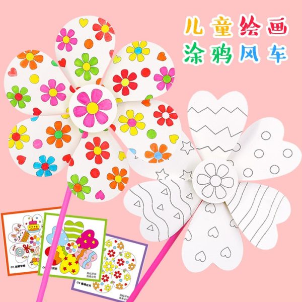 Toys for Children Crafts Kids DIY Painting Graffiti Blank Windmilln Learning Education Toys Montessori Teaching Aids Toy Supply