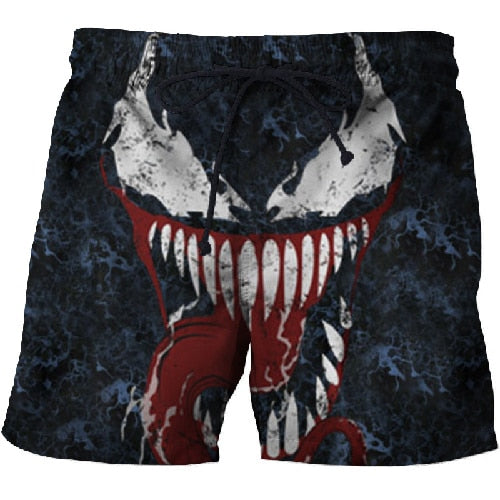 BIANYOLONG 2019 men shorts Men Beach Shorts Short Homme Spider Venom 3D Print Quick Dry Drawstring Boardshort Fitness Trouser For Sale