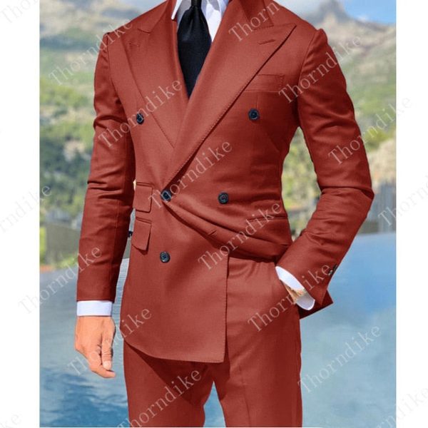 Royal Blue Double Breasted Suits Fashion Men Suits High Quality Custome Homme Terno Slim Fit Masculino Handsome (Jacket+Pants) For Sale