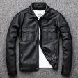 Free shipping.Genuine Leather jacket.classic black cowhide jacket.style pea coat.fashion jacket for man.plus size slim sales Sale