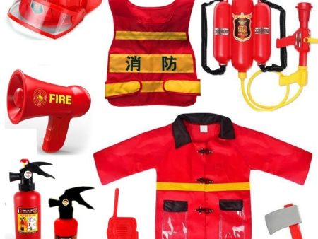 Children Toys Firefighter Clothing Fireman Vest Helmet Water Gun Hydrant Fire Extinguisher Intercom Toys Set Role Play Accessori Discount