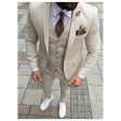 Beige Mens Suits Three Piece Jacket Pants Vest Custom Slim Fit Male Blazer Wedding  Groom Tuxedos men suit Discount