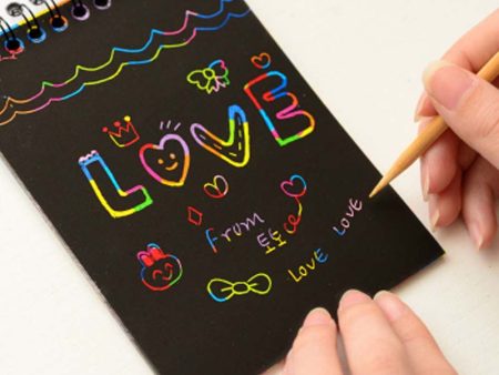 New Colorful Paper DIY Kids Educational Toys Fun Doodling Scratch Children Graffiti Colorful Black Wood Stick kids crafts -20 Cheap