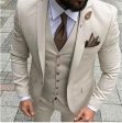 Latest Coat Pant Designs Beige Men Suit Prom Tuxedo Slim Fit 3 Piece Groom Wedding Suits For Men Custom Blazer Terno Masuclino For Sale