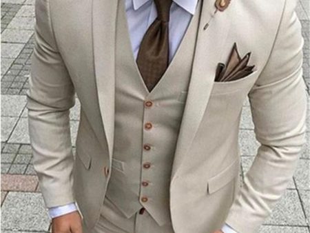 Latest Coat Pant Designs Beige Men Suit Prom Tuxedo Slim Fit 3 Piece Groom Wedding Suits For Men Custom Blazer Terno Masuclino For Sale