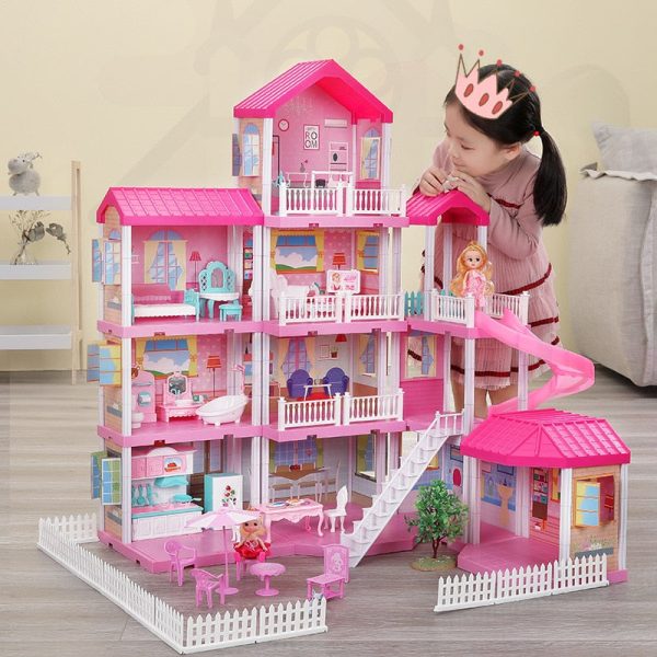 Girls Pretend Toy Handmade Doll house Castle DIY House Toy Miniature Dollhouse Birthday Gifts Educational Toys Doll Villa Girl Discount