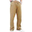 Men Casual Loose Long Pants Drawstring Cotton Linen Straight Trousers Solid Pantalones With Pocket Vintage Autumn Sweatpants Fashion