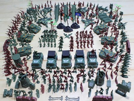 Kids 307pcs Plastic Military Soldier Army Base Model Army Men Figures Battle Group Weapon Accessories Playset Toys on Sale