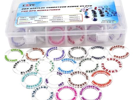 D&D Acrylic Condition Rings 72 PCS Status Effect Markers Box Great DM Tool for Dungeons & Dragons, Pathfinder and RPG Miniatures Online Hot Sale