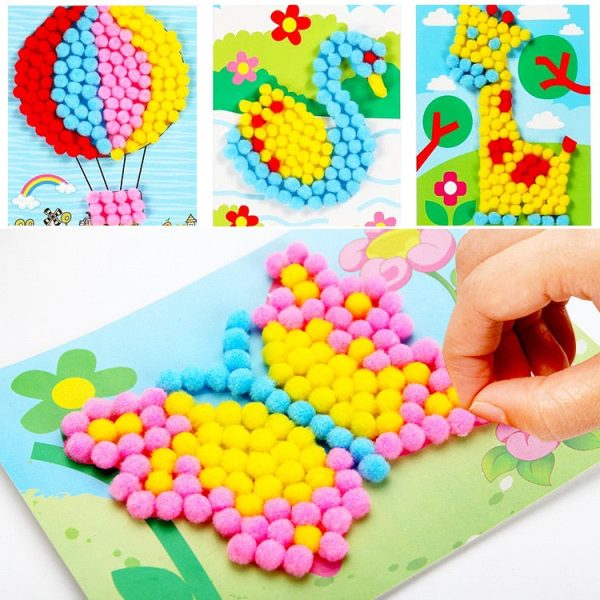 Child Toy DIY Hairball Sticky Paper Painting Kindergarten Toy Material Package Children Toy Toys Girl Crafts Kids Craft Kits Sale