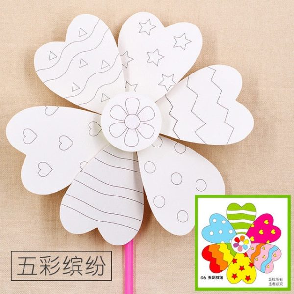 Toys for Children Crafts Kids DIY Painting Graffiti Blank Windmilln Learning Education Toys Montessori Teaching Aids Toy Supply