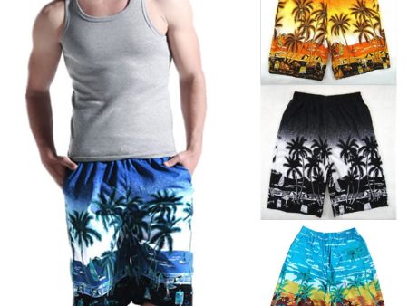 Summer Men Beach Shorts Printed Coconut Palm Tree Casual Board Shorts Swimwear Elastic Waist Quick Dry Short Boxers Online Sale