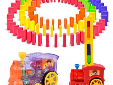 Automatic Laying Domino Brick Train Car Set sound light kids Colorful Plastic Dominoes Blocks Game Toys Set Gift for Girl boys Online now