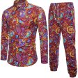 Vintage Floral Party Suits Man Long Sleeve Clothing Classic Chinese Style Printed Shirt Pants And Shirts Set Men Casual Clothes Online now