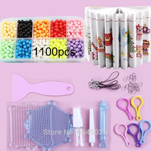 Fuse Beads Magic Water Creative Beads DIY set Pegboard Kit Craft Girls Gift kids toys for Children 8 10 years Pen Tweezer Tool Supply