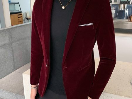 Autum Velvet Wedding Dress Coat Mens Blazer Jacket Fashion Casual Suit JacketStage DJ Men s Business Blazers Veste Costume Homme Cheap