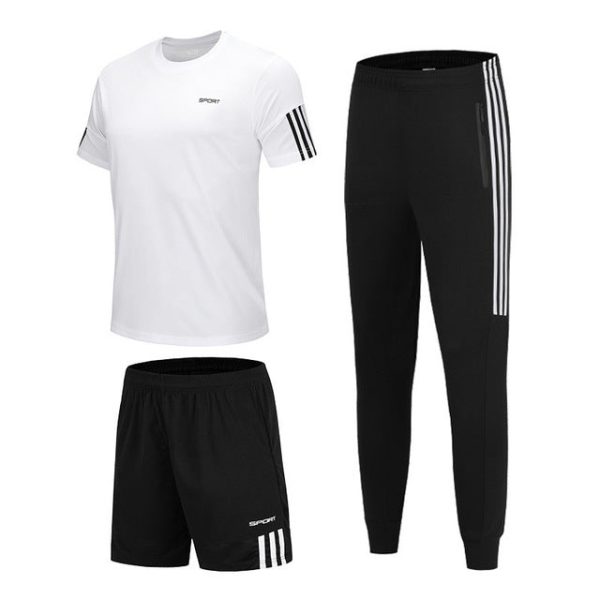 3 Pcs Sets Sports T-Shirt Men s Suits Running Shrits+Sports Shorts+Jogging Pants Mens Sportswear Suit Soccer Play Gym Sets 2020 Online