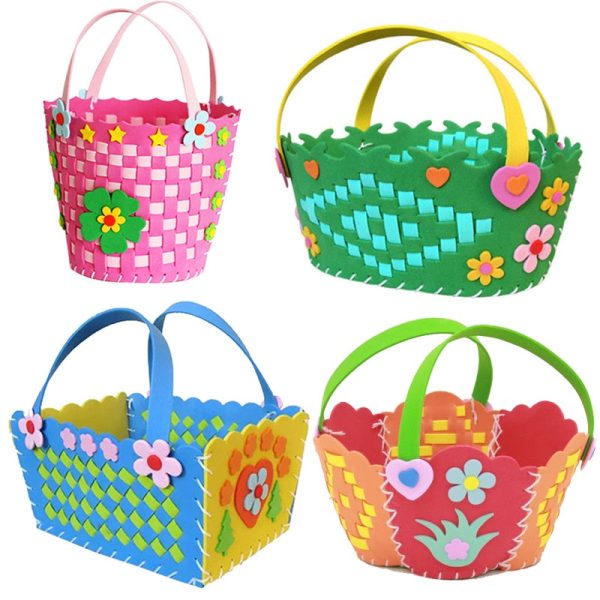 EVA Handmade Woven Paste Basket Childen Toy DIY Handicrafts Girl Gifts Sticky Kindergarten Material Kids Crafts Toys 2019 New Online Hot Sale